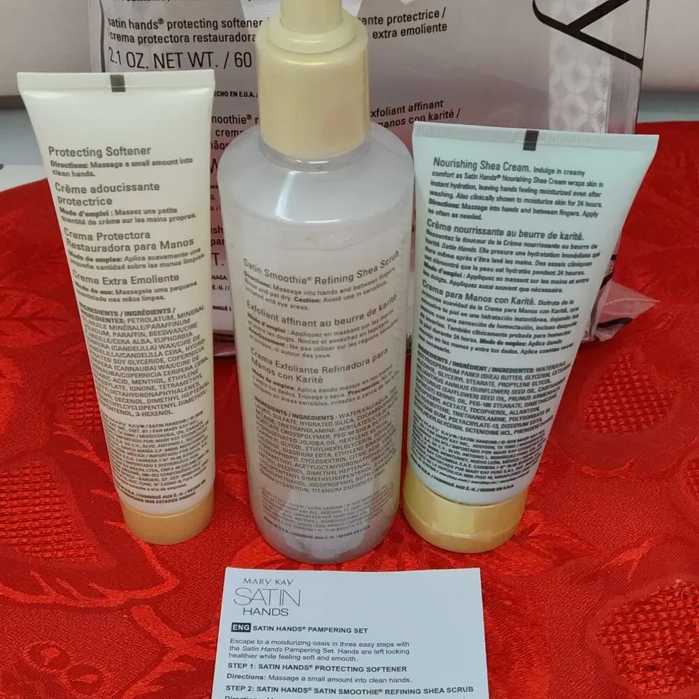 Mary Kay Fragrance Free Satin Hands Pampering 3 Piece Full Size Set New
